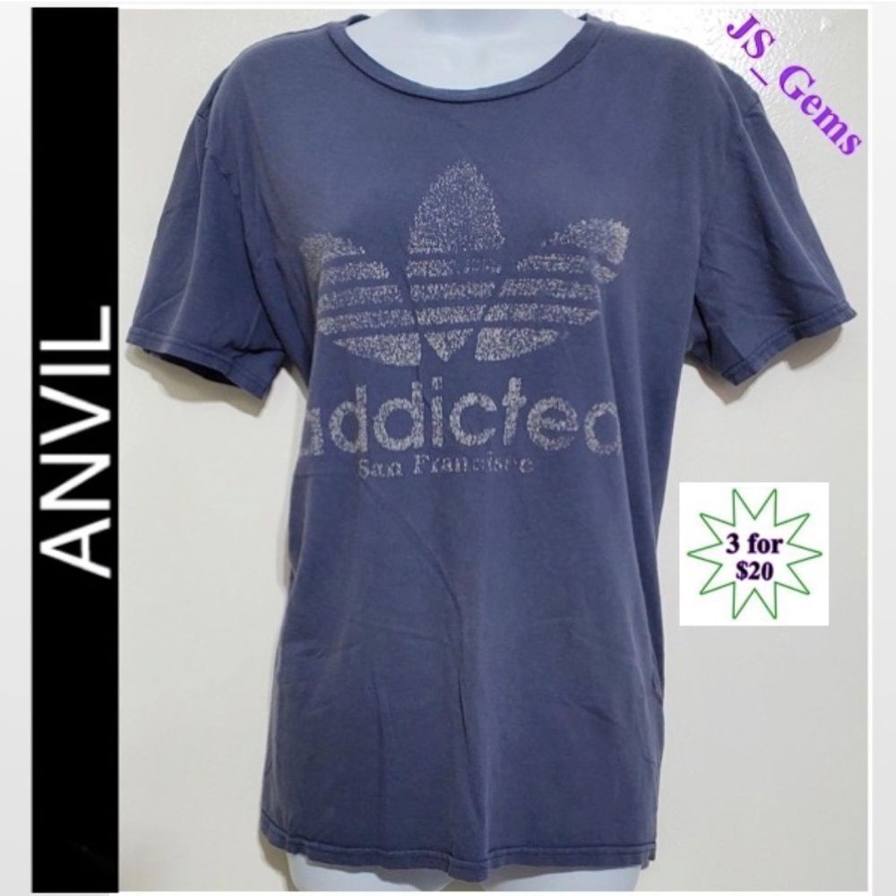 Blue Adidas Logo Distressed Top